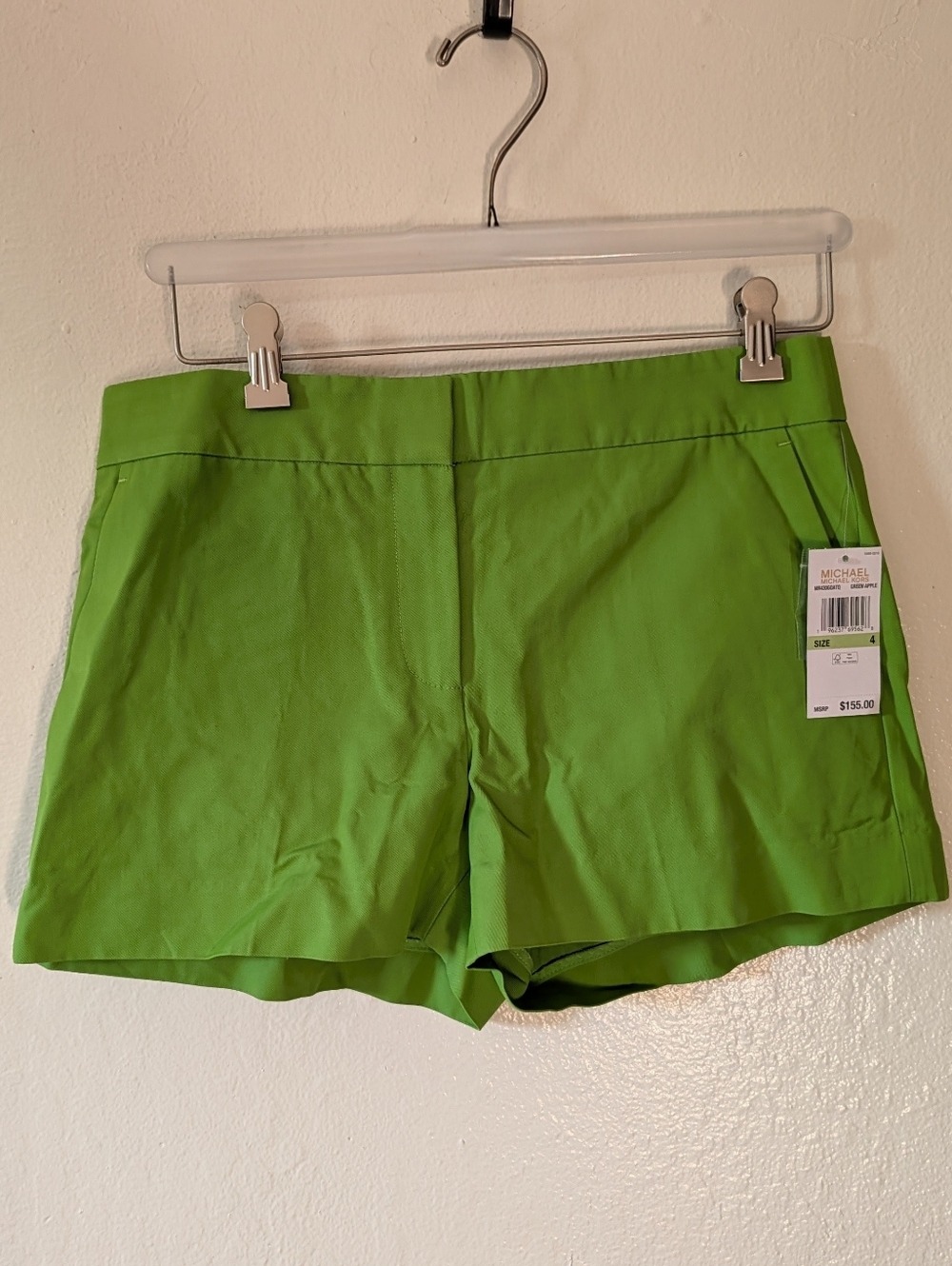 Michael Kors Bright Lime High-Waist Tailored Shorts
